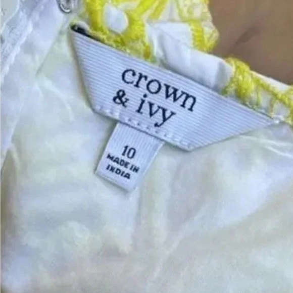 Crown & Ivy Lace Summer Spaghetti Strap Yellow Lace Dress - Picture 4 of 7
